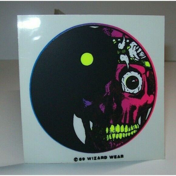 Grateful Dead Vintage Original Decal Zombie Skull Wizard Wear 1989 Blacklight - Picture 1 of 5